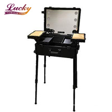 Professional Artist Trolley Studio Free Standing Makeup Train Suitcase with LED Lights